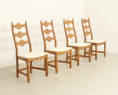 Set of Four Oak Dining Chairs by Henning Kjaernulf, Denmark, 1960's
