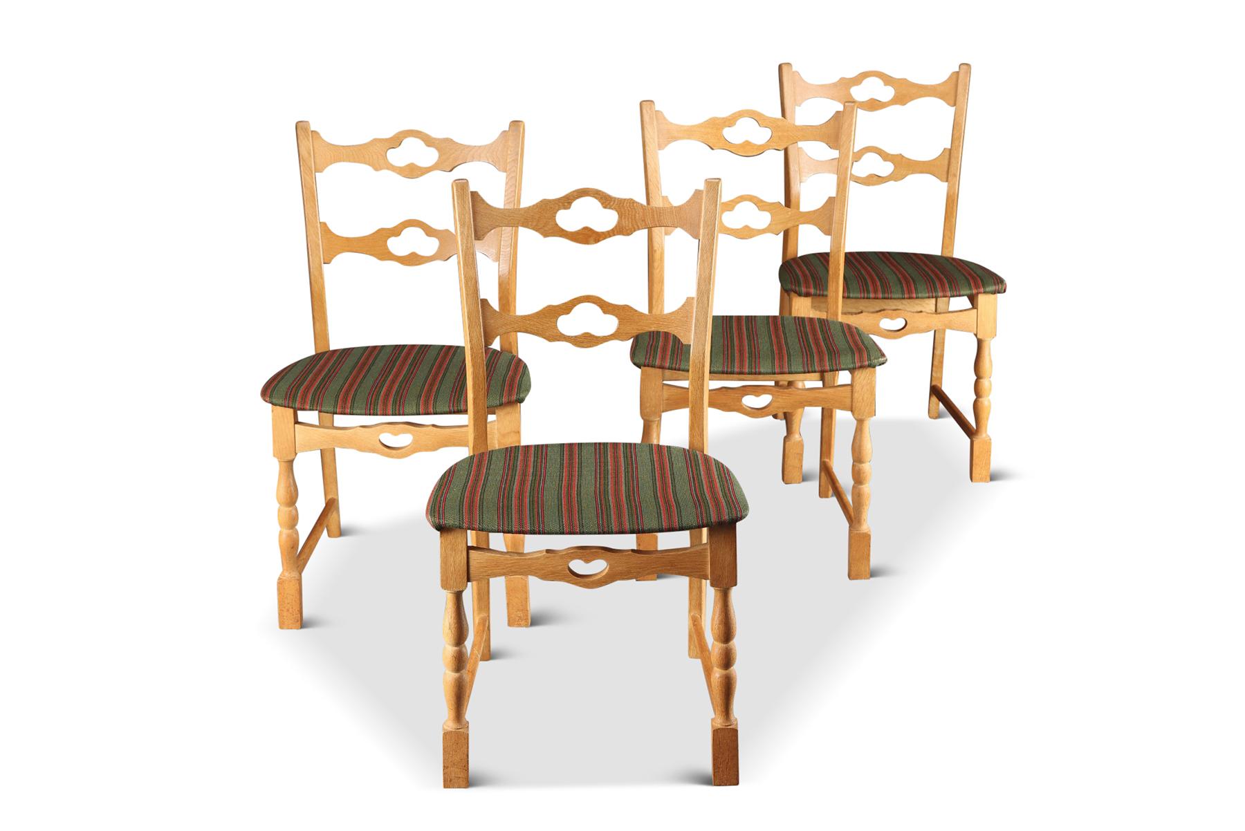 Mid-Century Modern Set of Four Oak Dining Chairs by Henry Kjaernulf For Sale