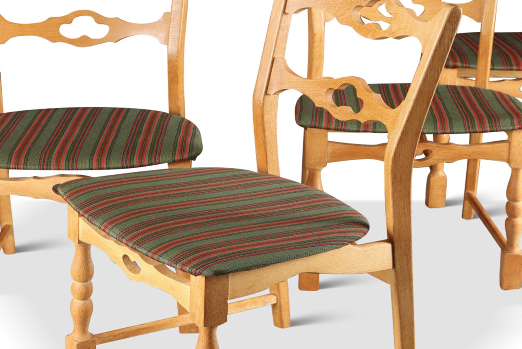 Danish Set of Four Oak Dining Chairs by Henry Kjaernulf For Sale