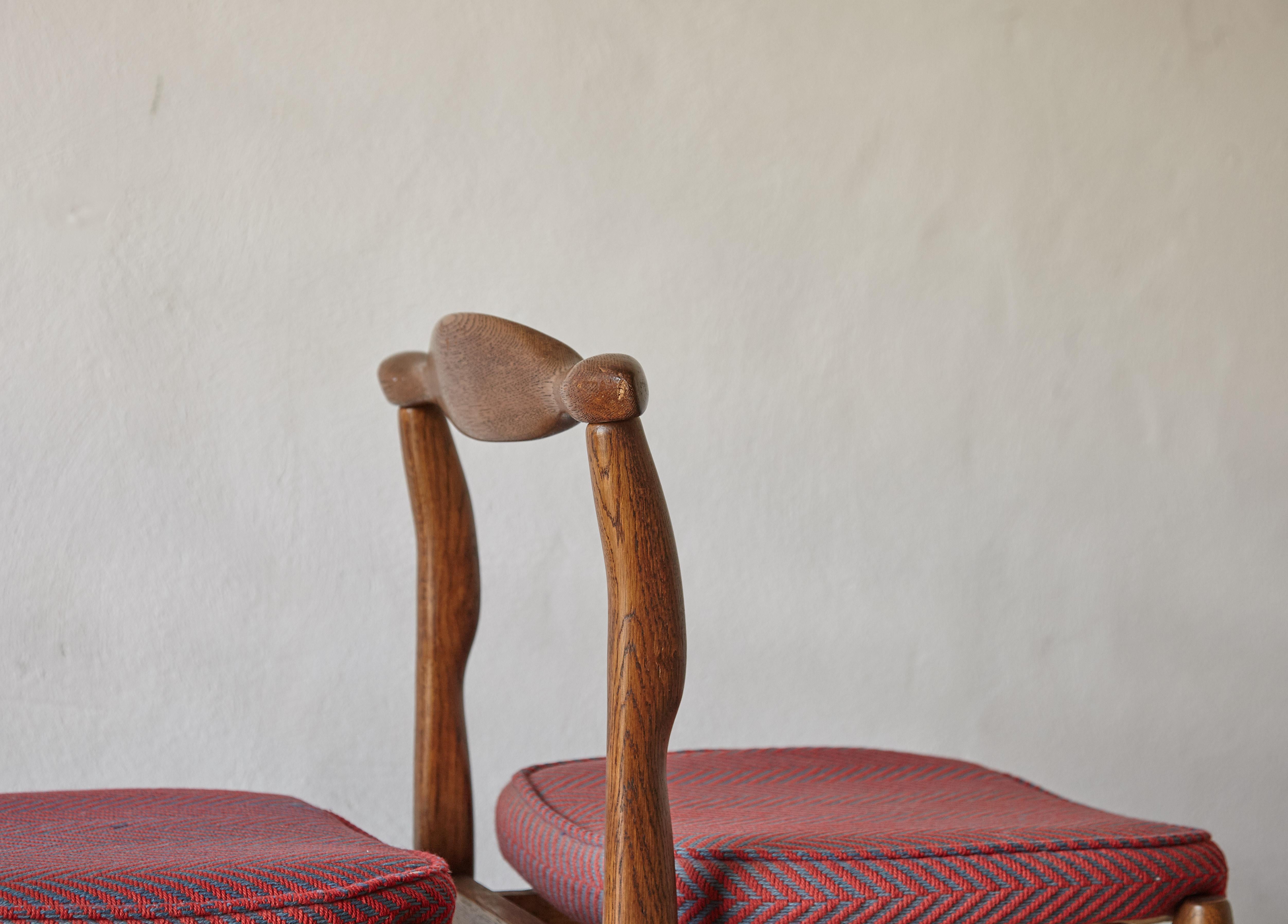Set of Four Oak Fumay Dining Chairs by Guillerme et Chambron, France, 1960s For Sale 1