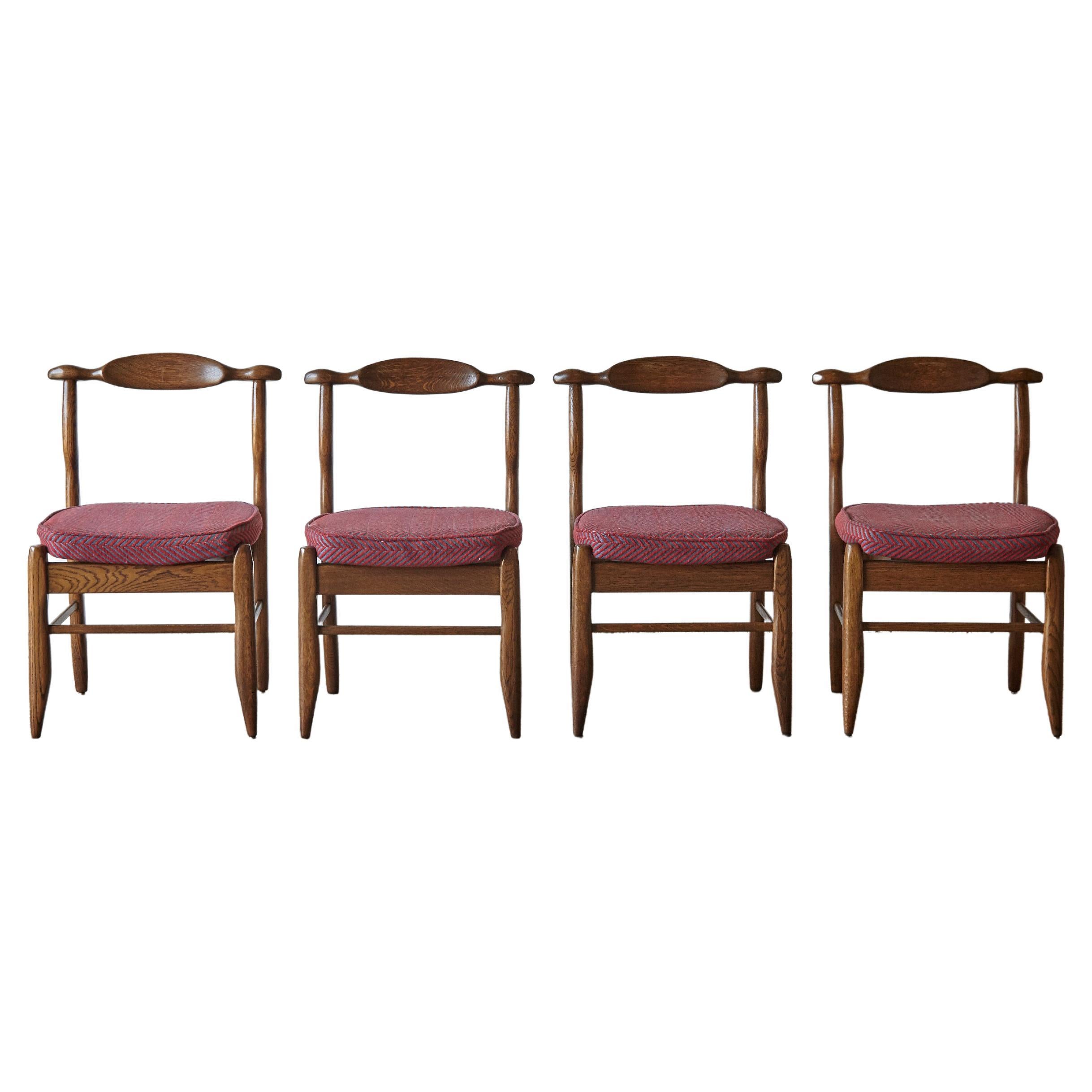 Set of Four Oak Fumay Dining Chairs by Guillerme et Chambron, France, 1960s