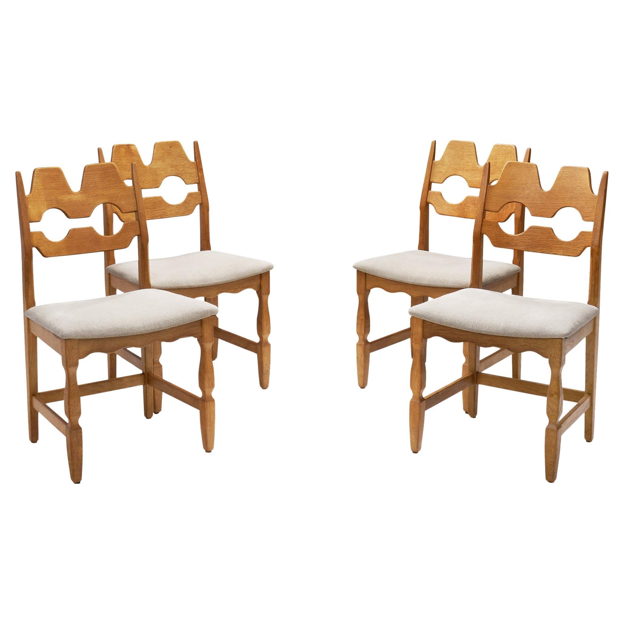 Set of Four Oak Henning Kjærnulf Dining Chairs, Denmark 1960s