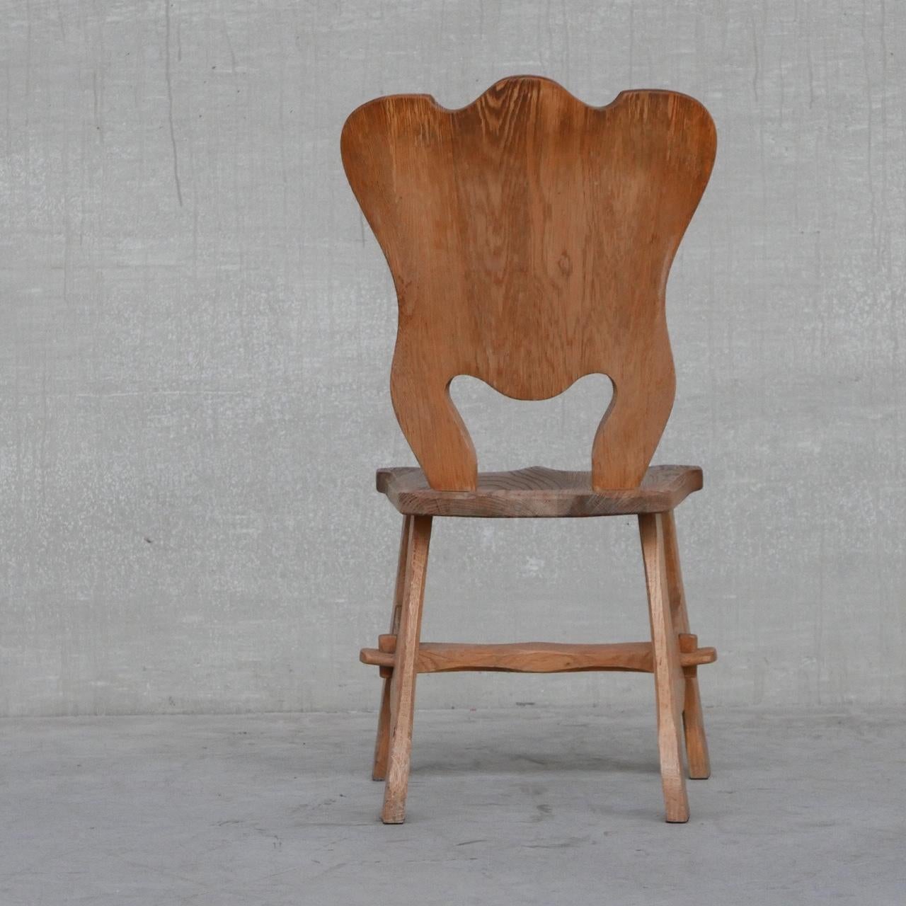 Set of Four Oak Mid-Century Brutalist Dining Chairs '4' 6