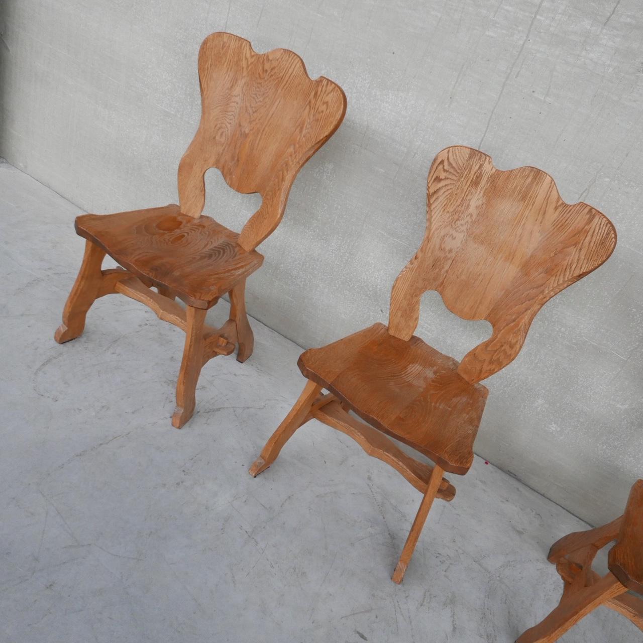 Set of Four Oak Mid-Century Brutalist Dining Chairs '4' In Good Condition In London, GB