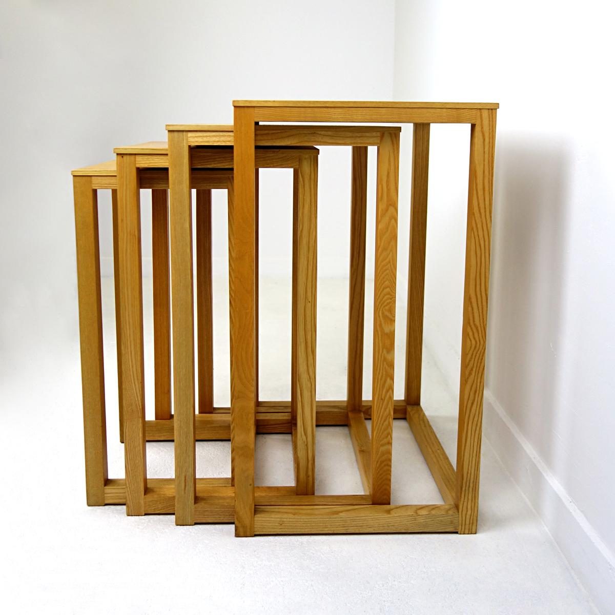 Bauhaus Set of Four Oakwood Nesting Tables by Josef Hoffmann for Wittmann For Sale