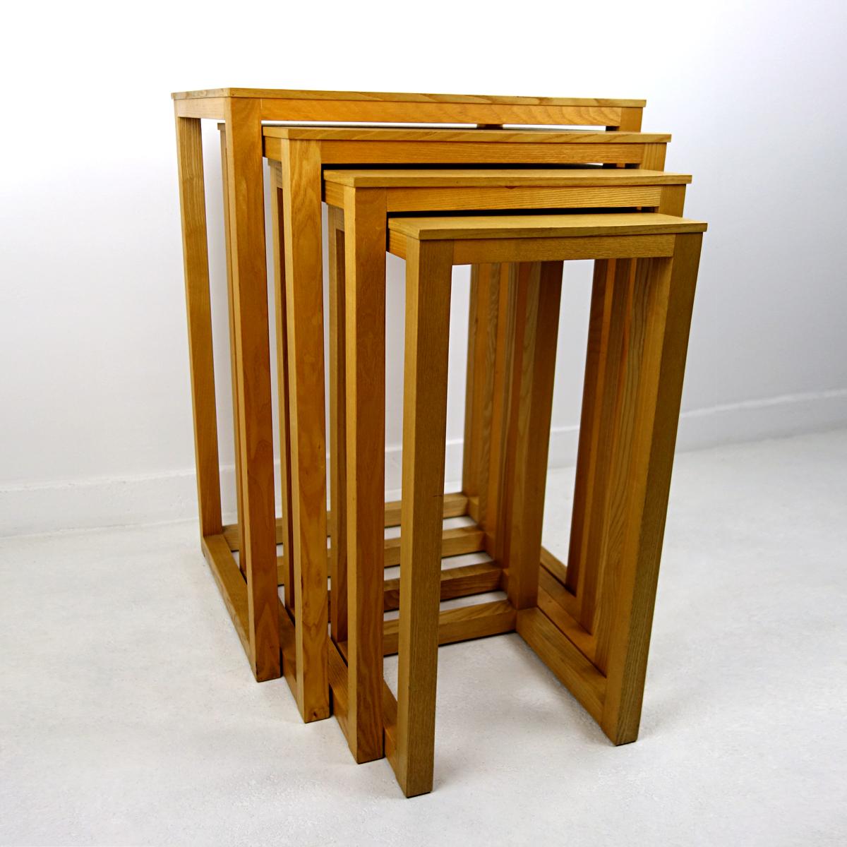 Set of Four Oakwood Nesting Tables by Josef Hoffmann for Wittmann In Good Condition For Sale In Doornspijk, NL