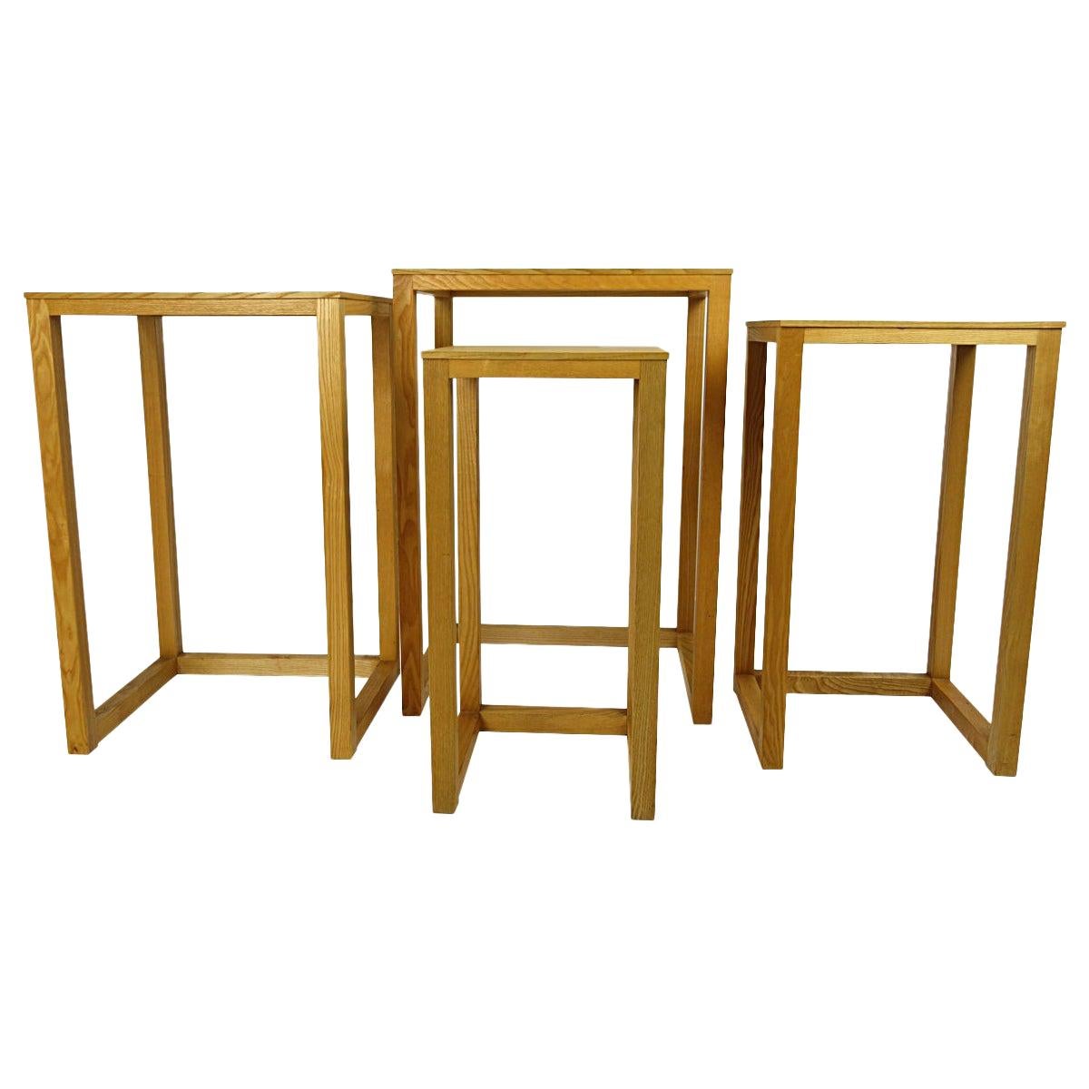 Set of Four Oakwood Nesting Tables by Josef Hoffmann for Wittmann