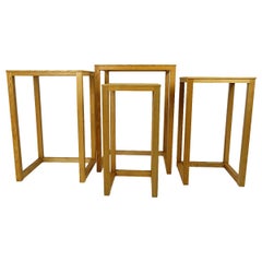 Antique Set of Four Oakwood Nesting Tables by Josef Hoffmann for Wittmann