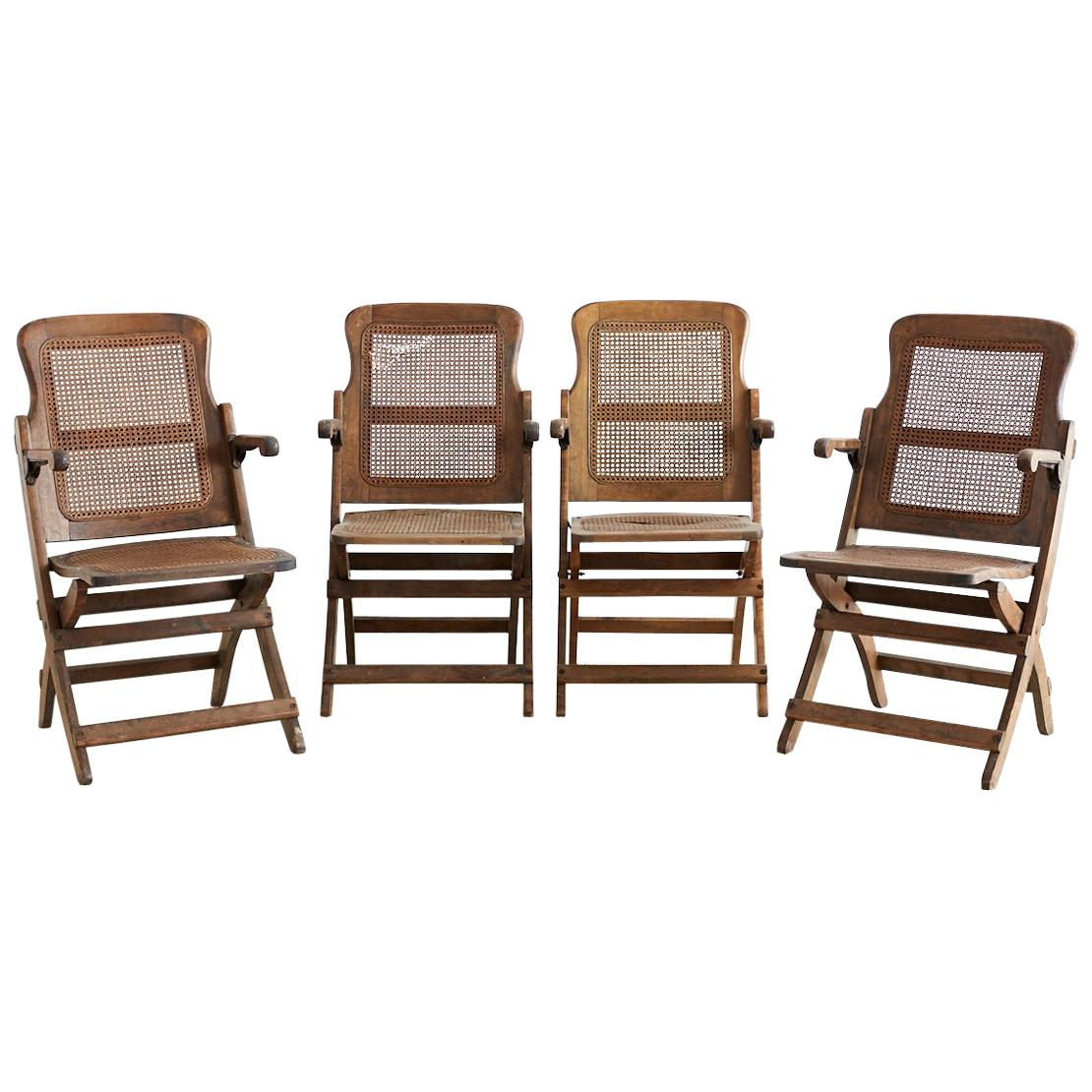 Set of Four Ocean Steamer Folding Deck Chairs