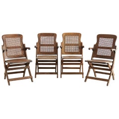 Antique Set of Four Ocean Steamer Folding Deck Chairs