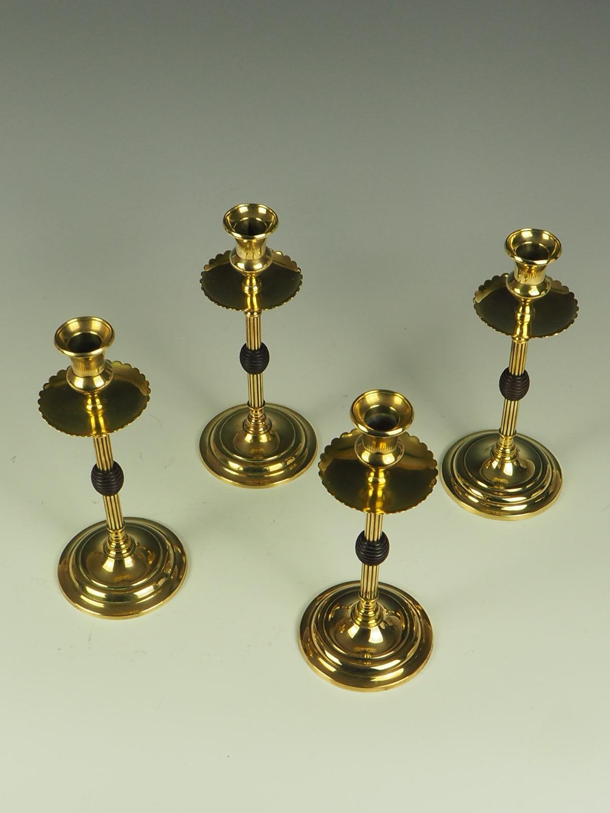 Turned Set of Four of Arts and Crafts Beehive Candle Holders 9″ For Sale