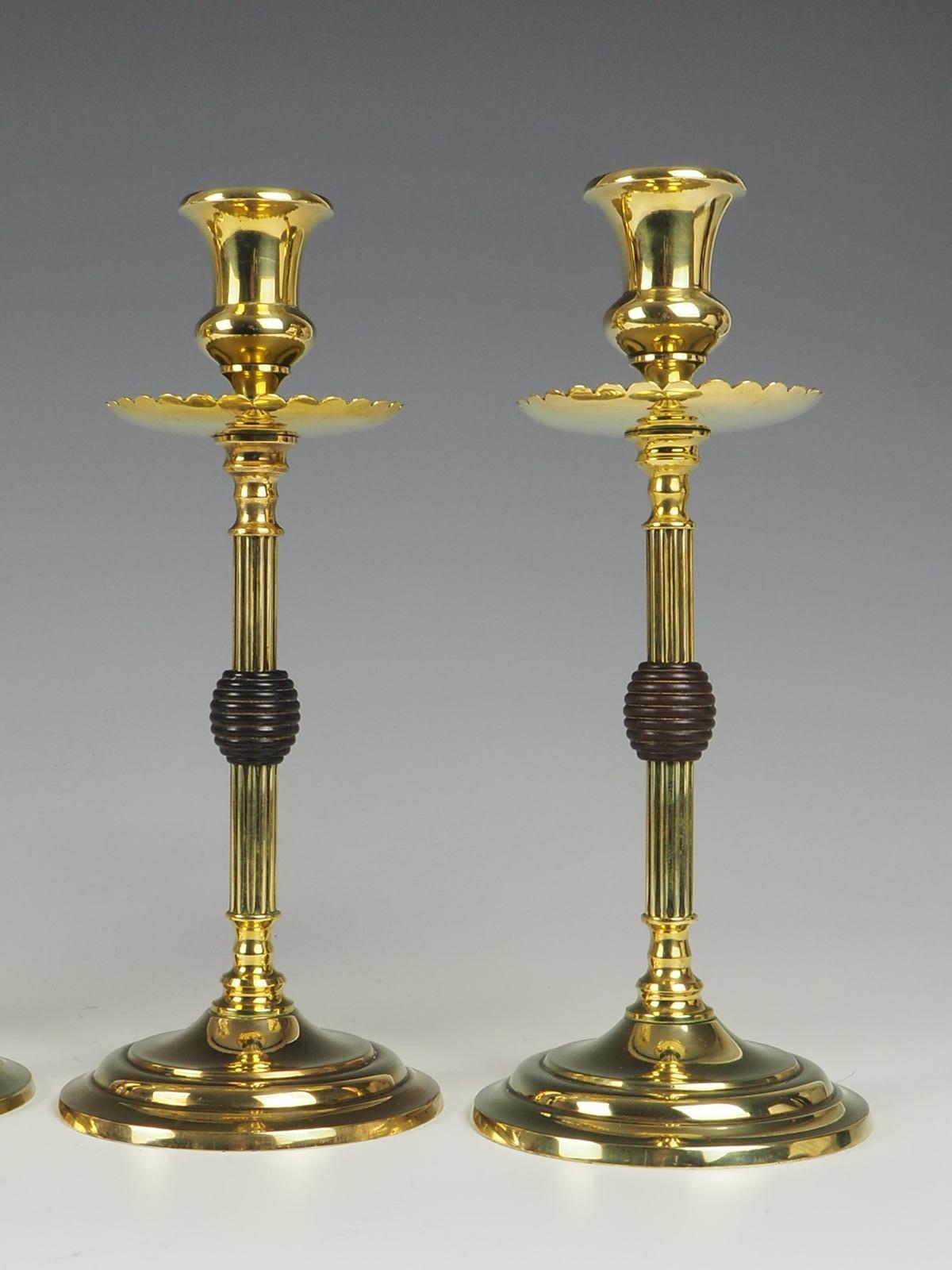 20th Century Set of Four of Arts and Crafts Beehive Candle Holders 9″ For Sale