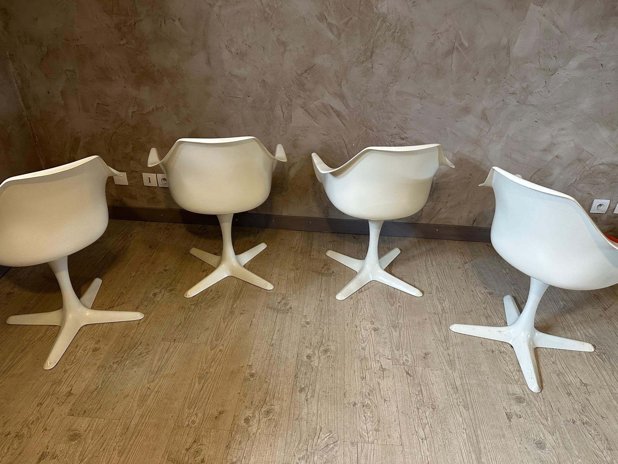 Fabric Set of Four of Swivel Armchair by Maurice Burke for Arkana, 1960