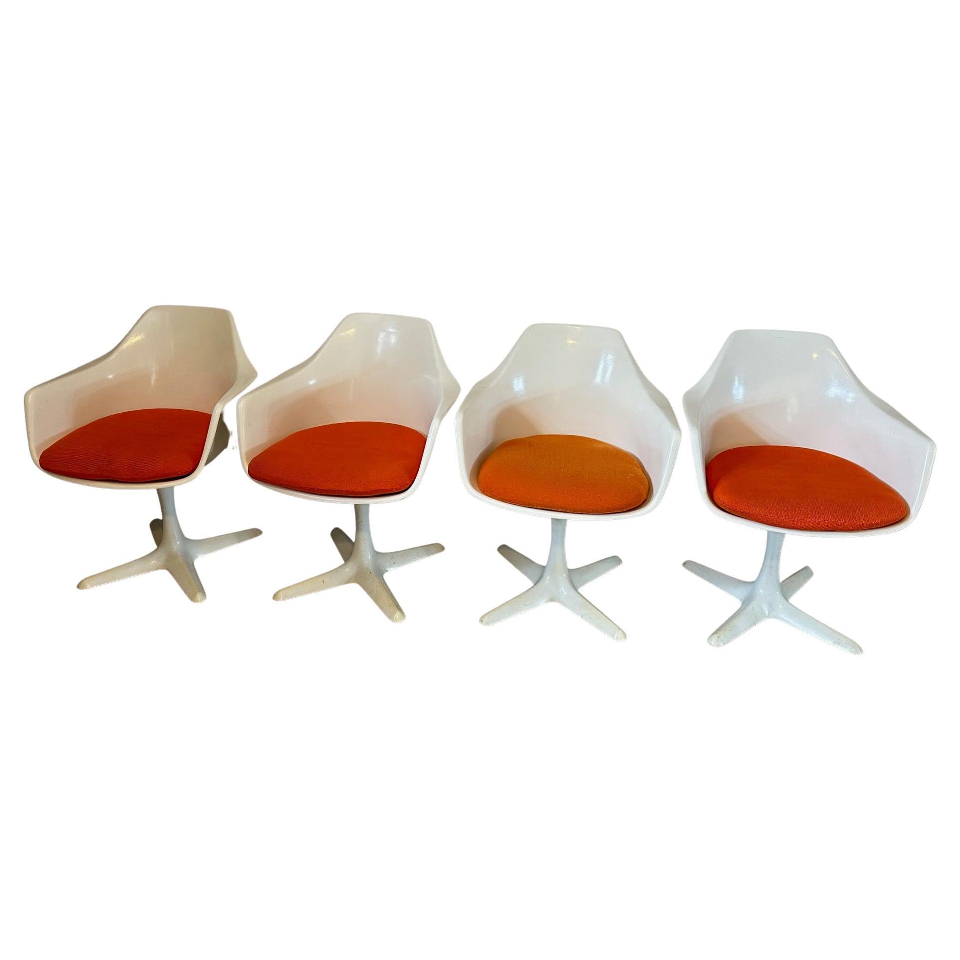 Set of Four of Swivel Armchair by Maurice Burke for Arkana, 1960