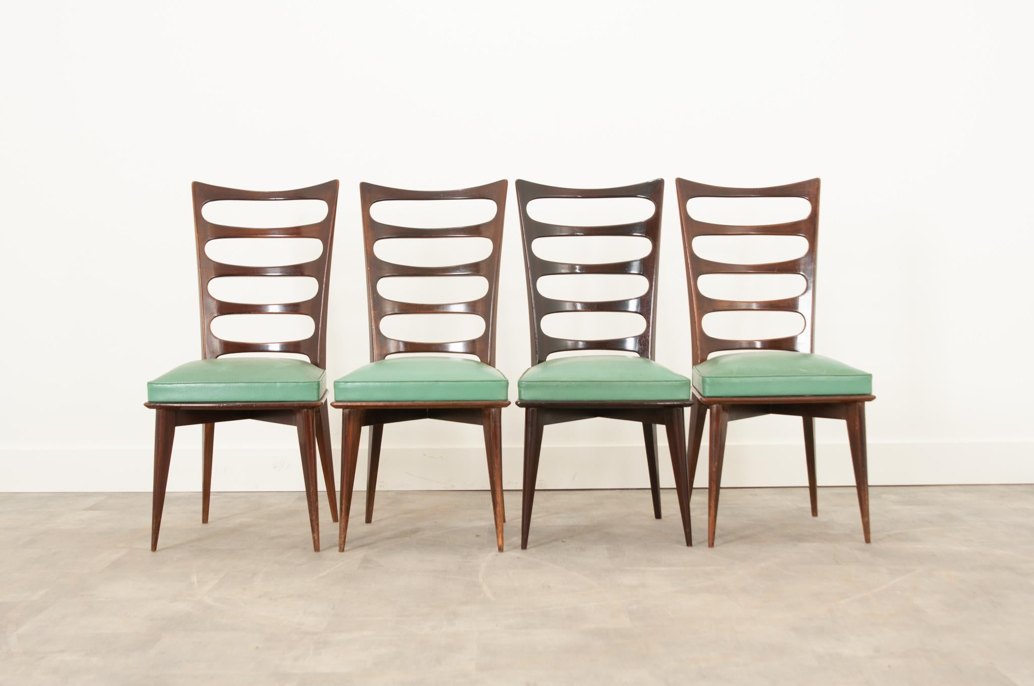 Set of Four of Vintage Gaston Poisson Dining Chairs 2
