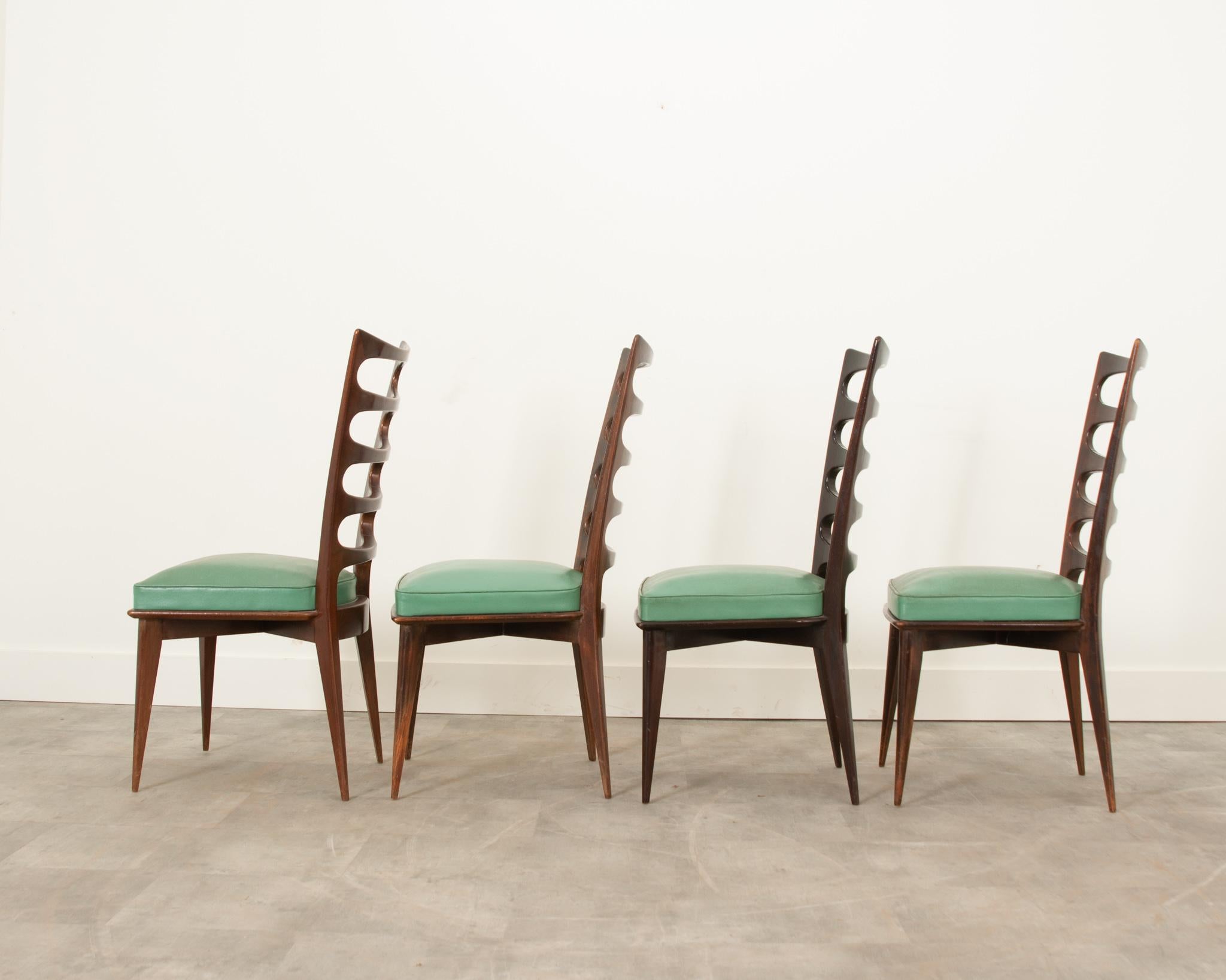 Set of Four of Vintage Gaston Poisson Dining Chairs 4