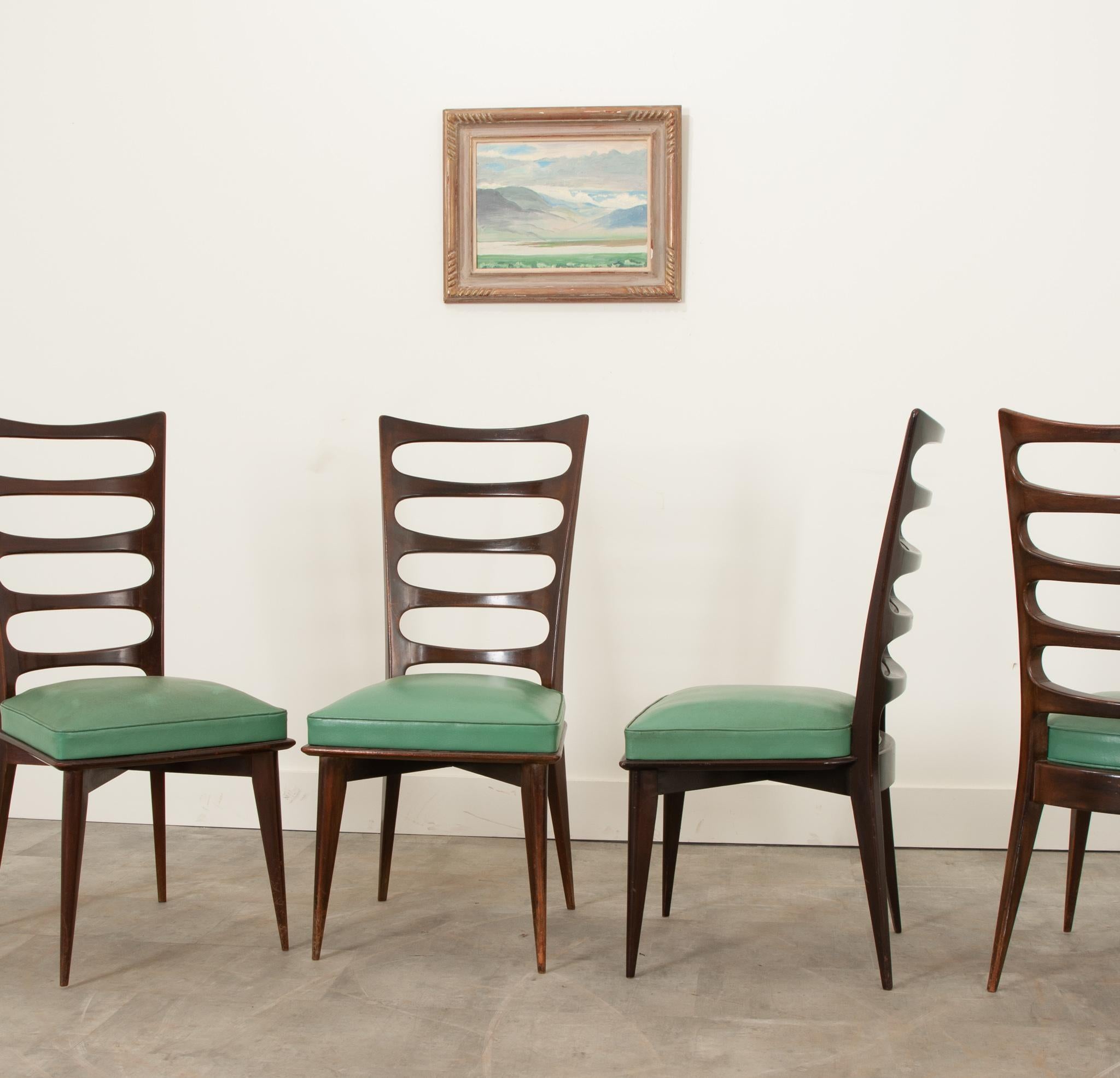 Mid-Century Modern Set of Four of Vintage Gaston Poisson Dining Chairs