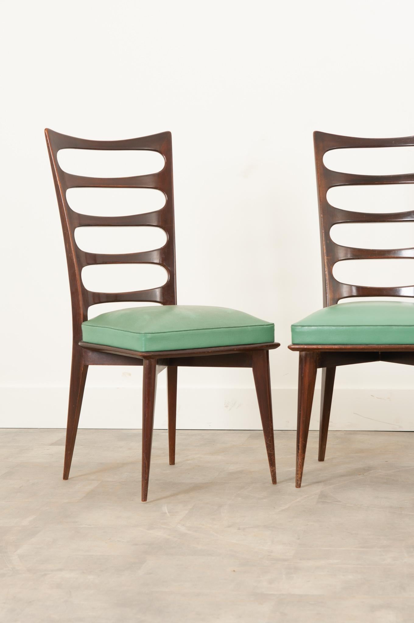 Patinated Set of Four of Vintage Gaston Poisson Dining Chairs