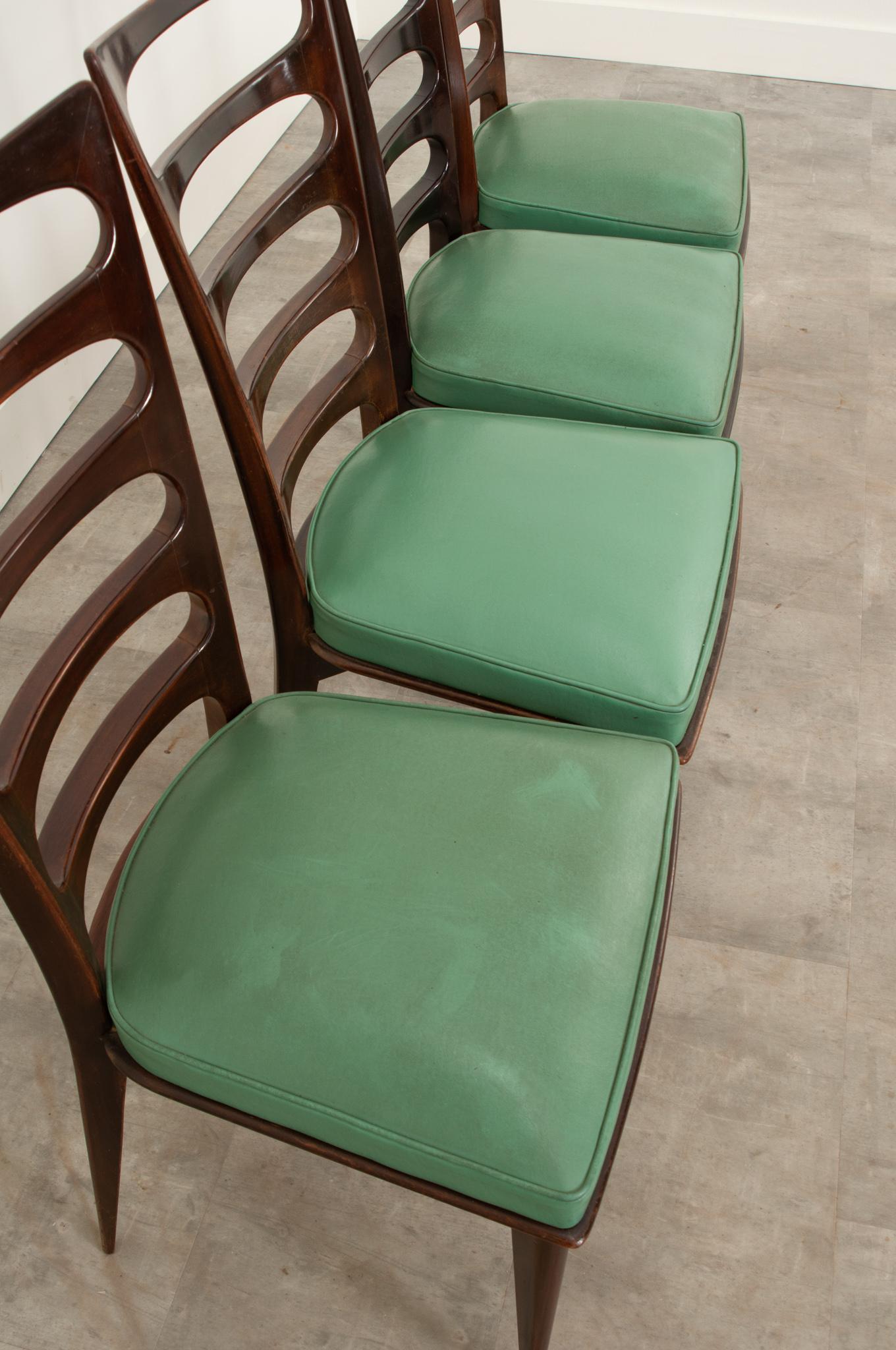 Faux Leather Set of Four of Vintage Gaston Poisson Dining Chairs