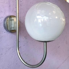 Set of Four of Vintage Italian Sconces w/Glossy White Murano Glass Globes