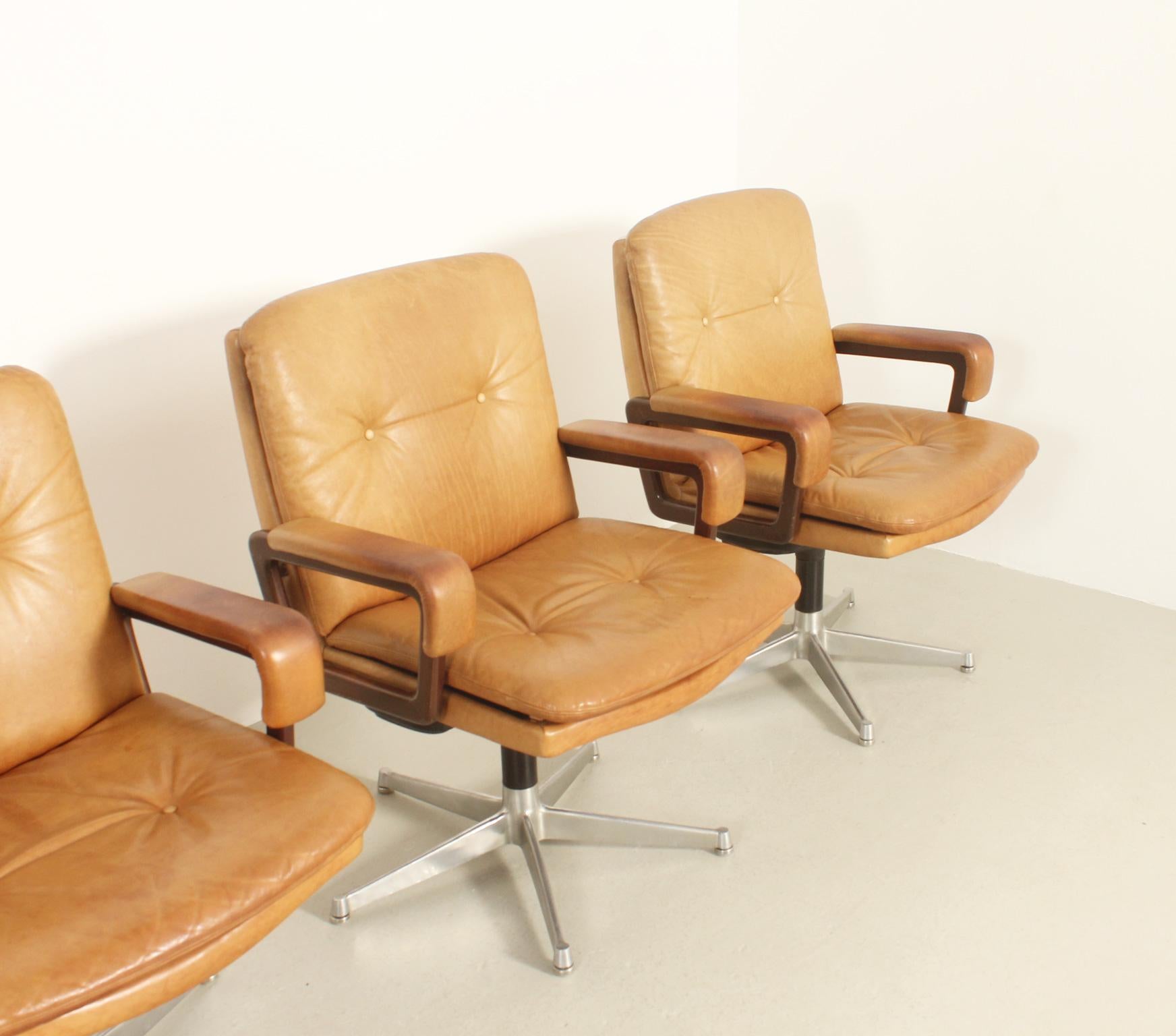 Italian Set of Four Office Chairs by André Vandenbeuck for Arflex, Italy, 1960's For Sale