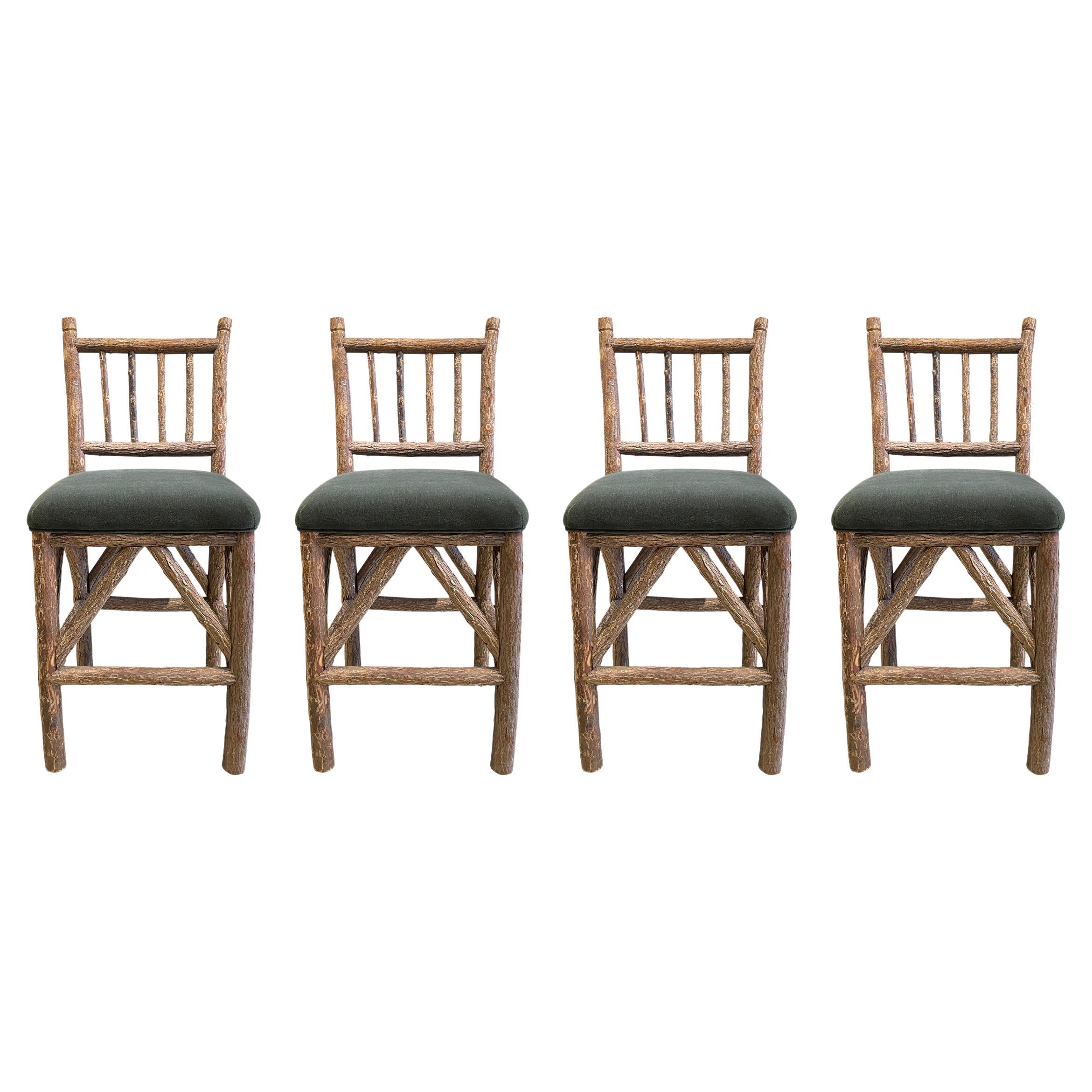 Set of Four Old Hickory Bar Stools