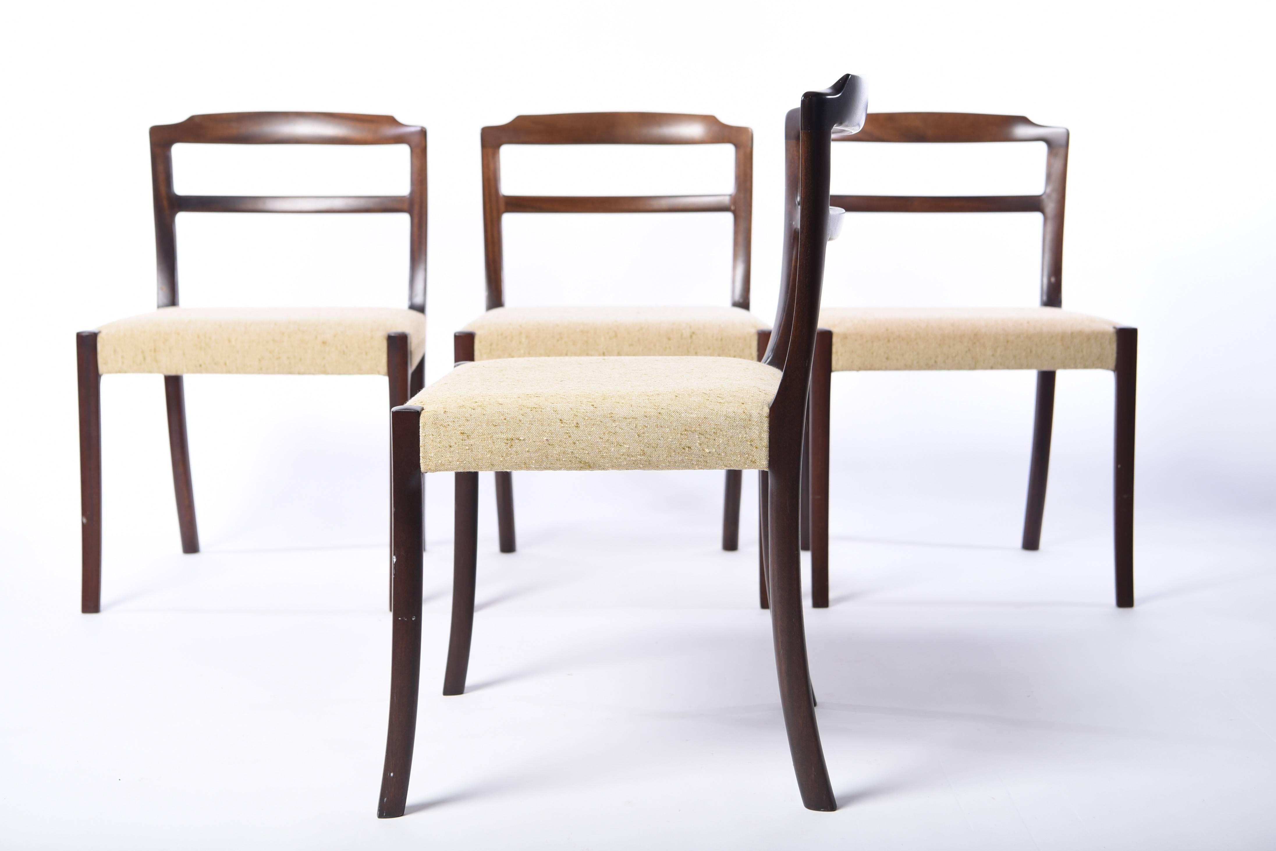 Mid-Century Modern Set of Four Ole Wanscher Style Mahogany Side Chairs