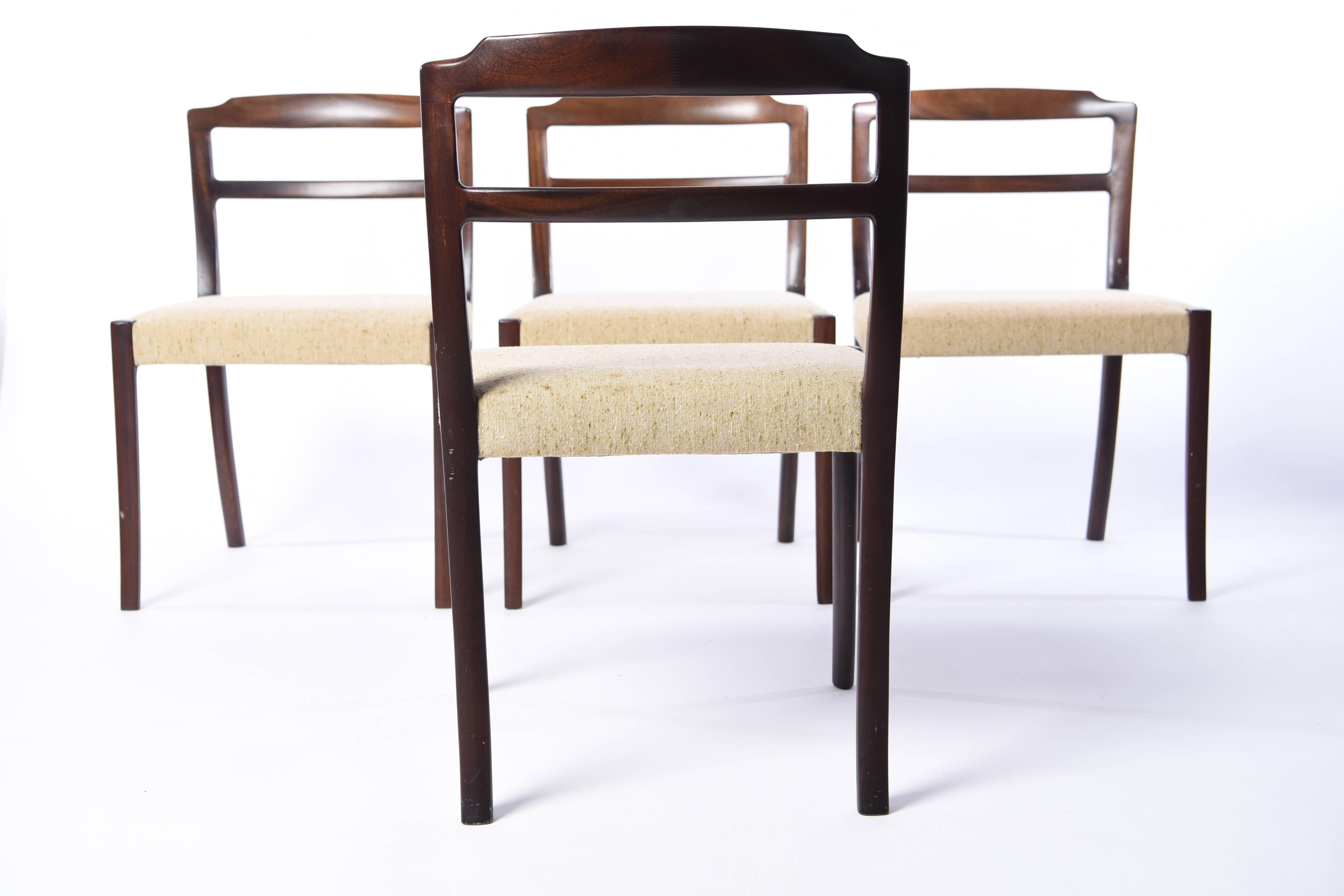 Danish Set of Four Ole Wanscher Style Mahogany Side Chairs