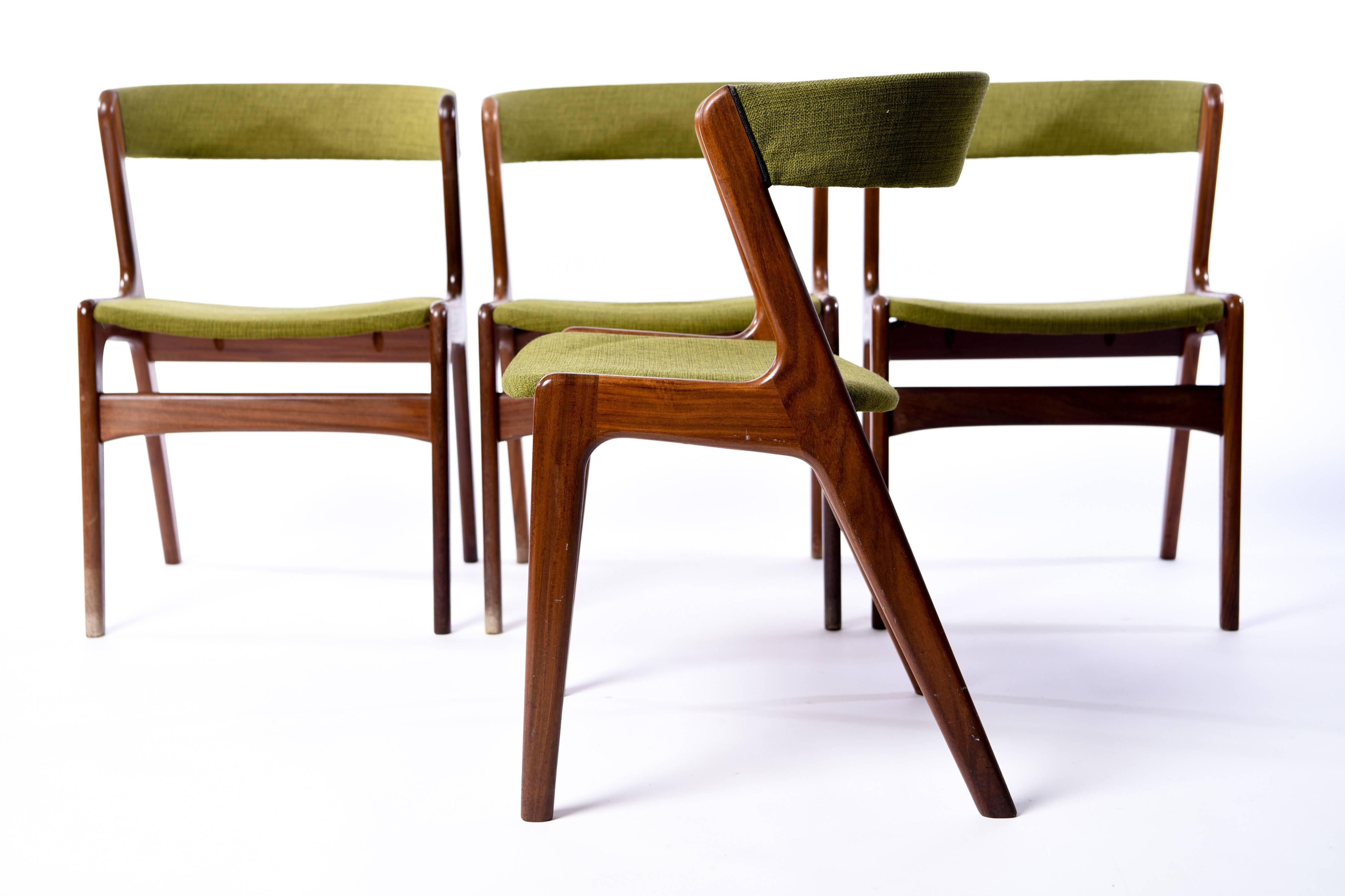 Mid-Century Modern Set of Four Oman Jr. Danish Teak Side Chairs