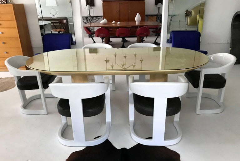 Late 20th Century Set of Four Onassis White Lacquer Chairs by Karl Springer For Sale