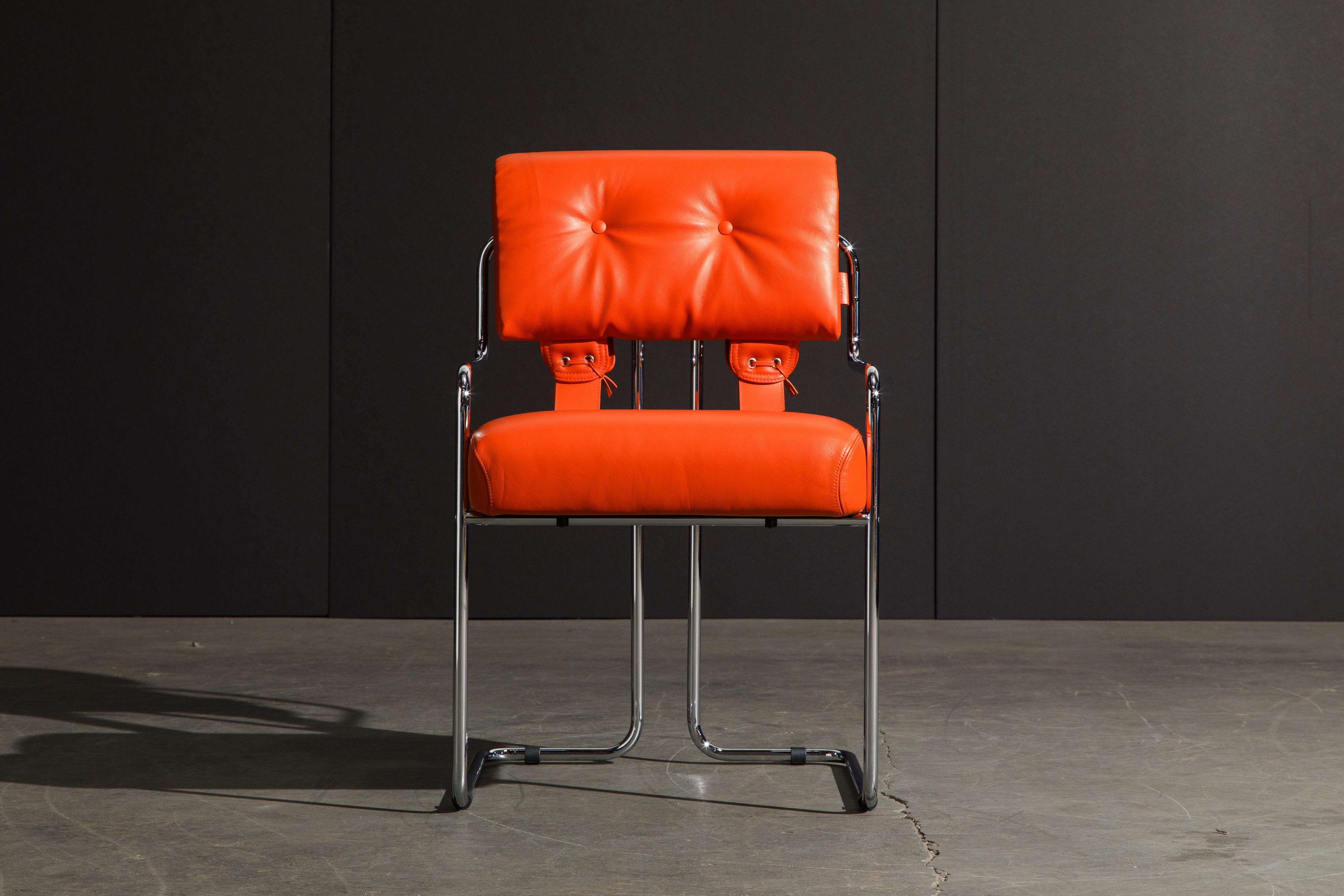 orange leather dining chairs