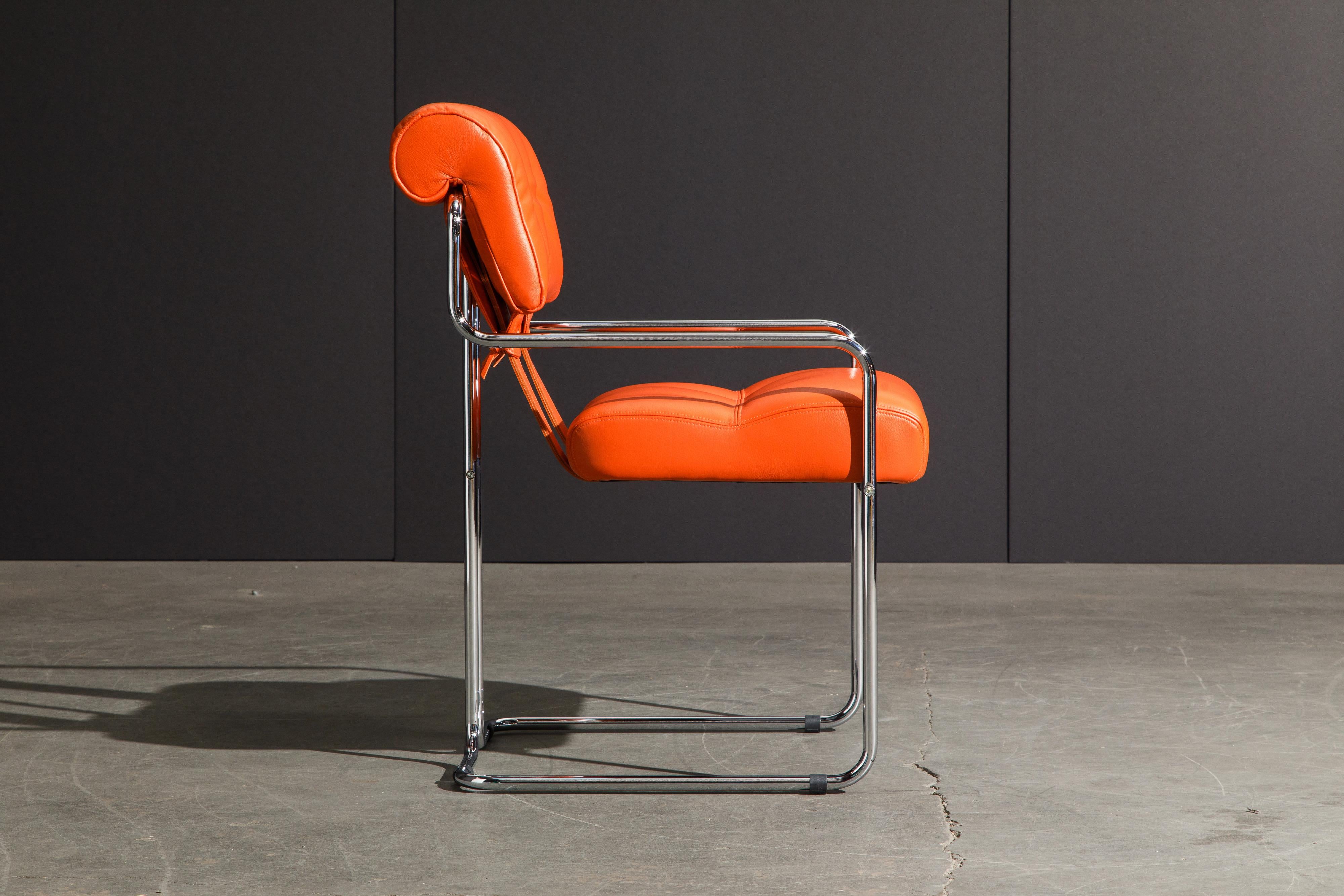 Modern Set of Four Orange Leather Tucroma Chairs by Guido Faleschini for Mariani, New