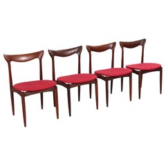 Ensemble de quatre chaises de salle à manger organiques en afromosia de h.W. Klein