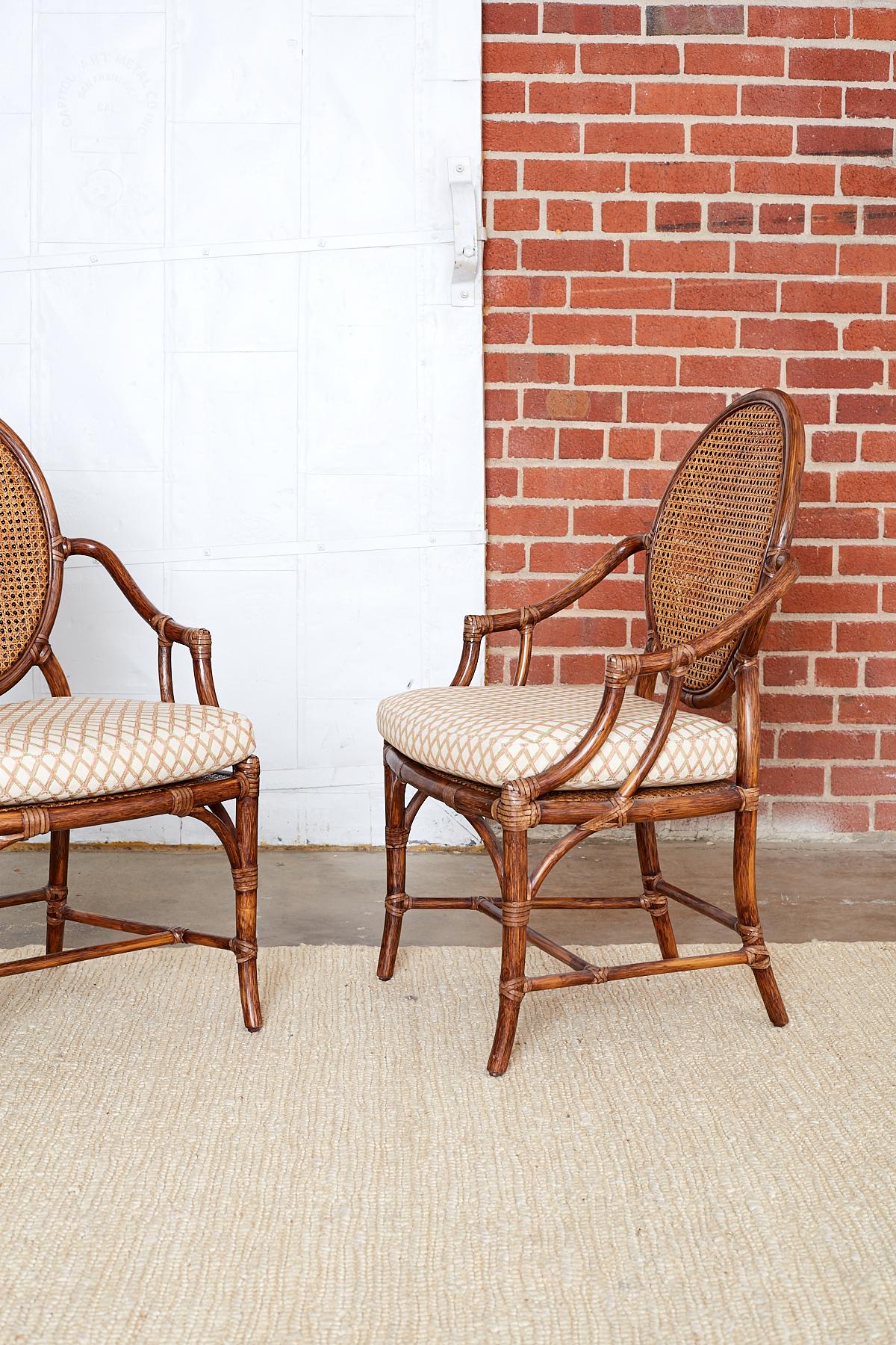 Set of Four Organic Modern Rattan Armchairs by McGuire 12
