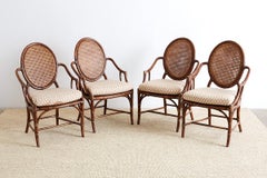 Set of Four Organic Modern Rattan Armchairs by McGuire