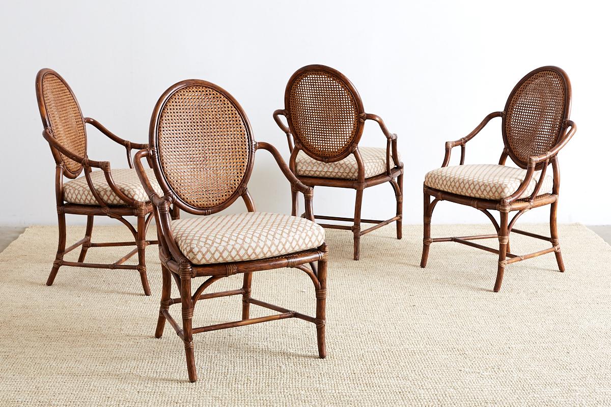 American Set of Four Organic Modern Rattan Armchairs by McGuire