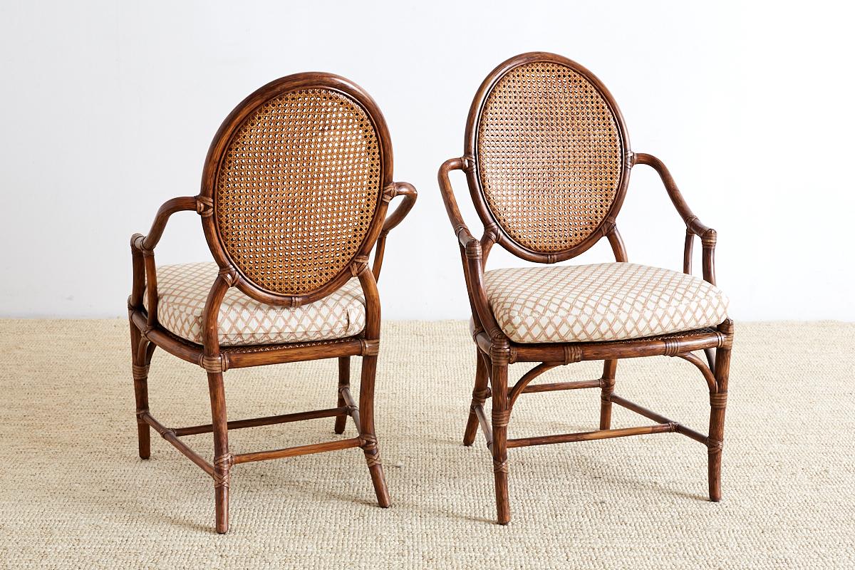 Hand-Crafted Set of Four Organic Modern Rattan Armchairs by McGuire