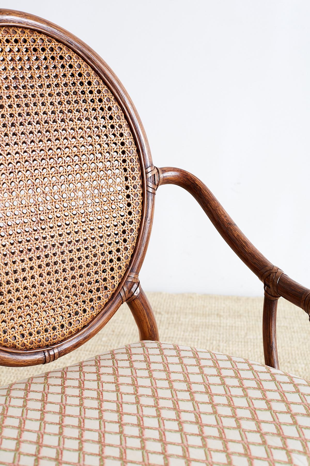 Cane Set of Four Organic Modern Rattan Armchairs by McGuire