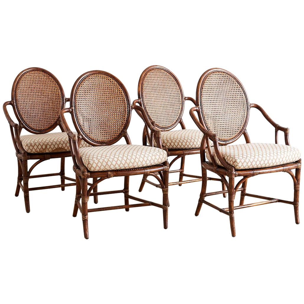 Set of Four Organic Modern Rattan Armchairs by McGuire