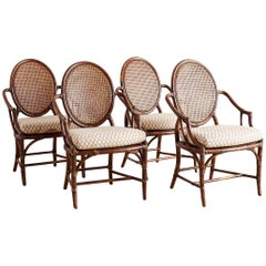 Set of Four Organic Modern Rattan Armchairs by McGuire