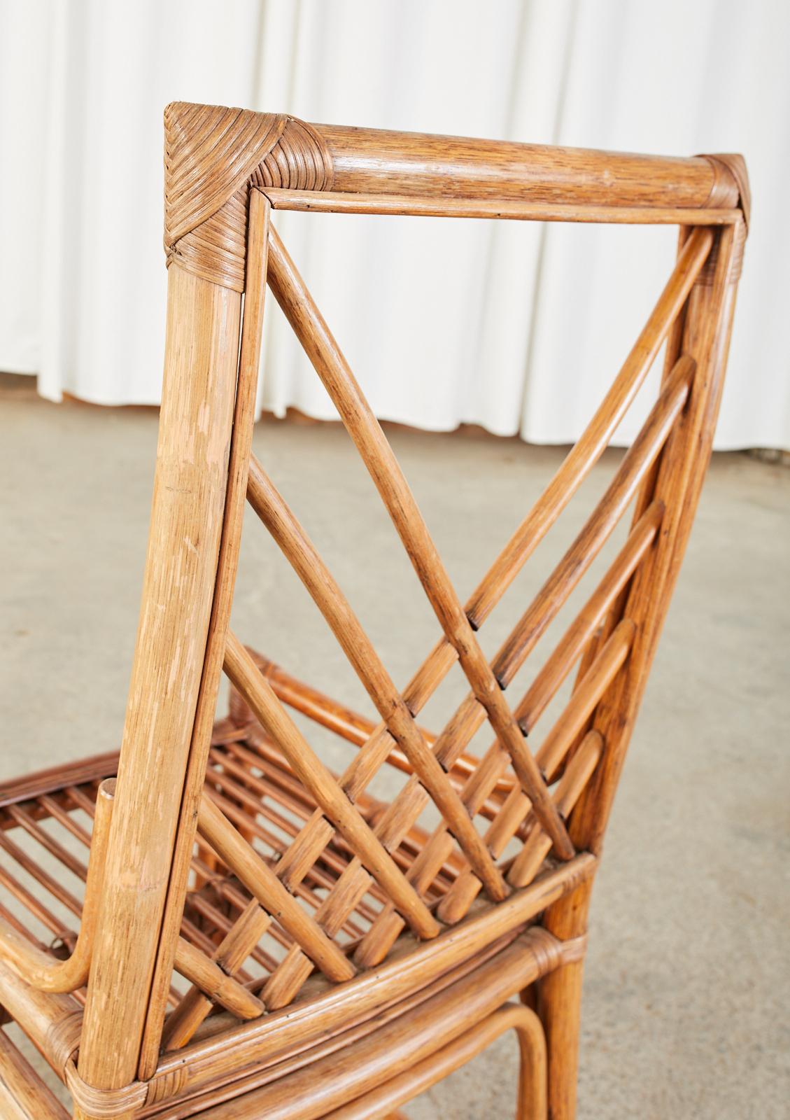 Set of Four Organic Modern Rattan Wicker Dining Chairs 11