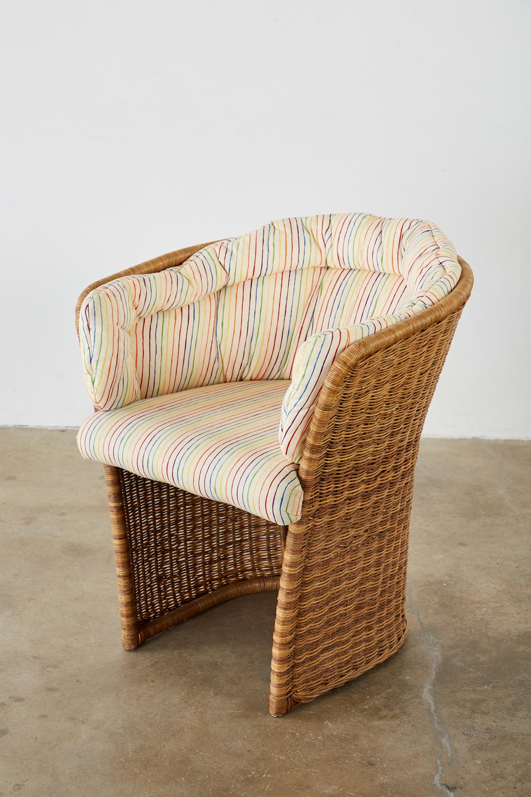 Set of Four Organic Modern Wicker Tulip Chairs 3