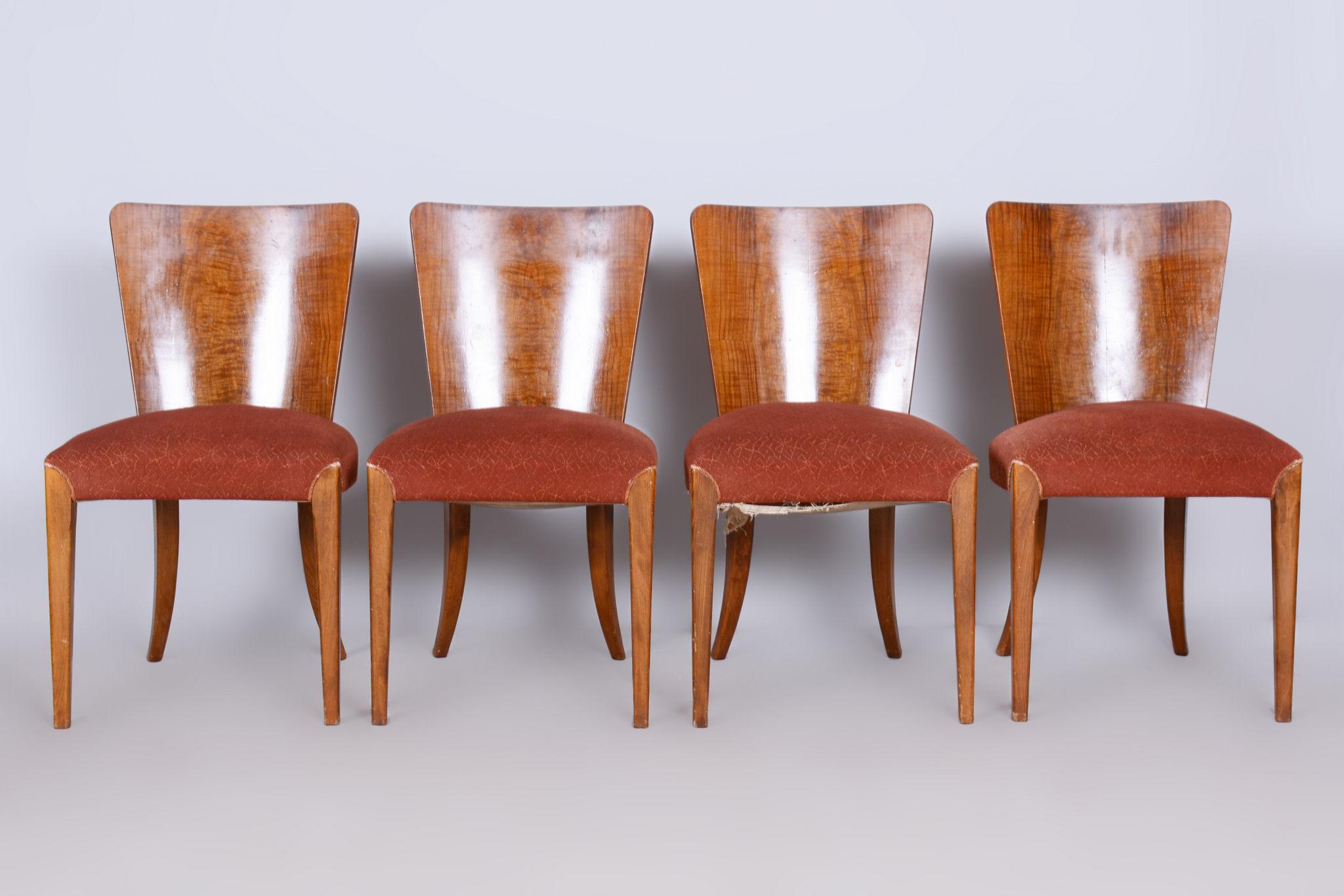 Set of Four Original ArtDeco Beech Chairs, Halabala, UP Zavody, Czechia, 1940s For Sale 4