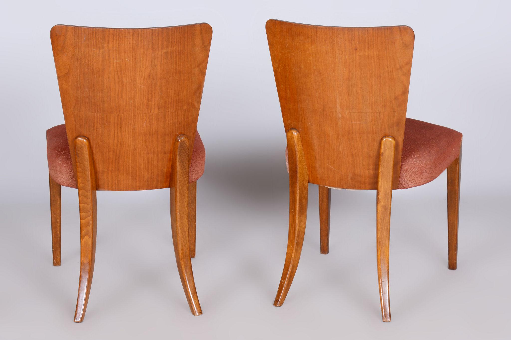 Art Deco Set of Four Original ArtDeco Beech Chairs, Halabala, UP Zavody, Czechia, 1940s For Sale