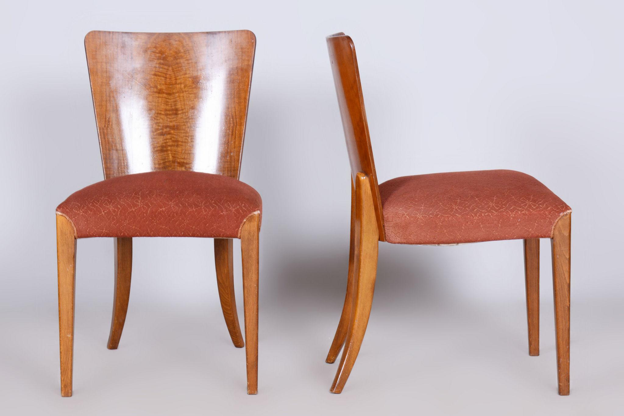 Set of Four Original ArtDeco Beech Chairs, Halabala, UP Zavody, Czechia, 1940s In Good Condition For Sale In Horomerice, CZ