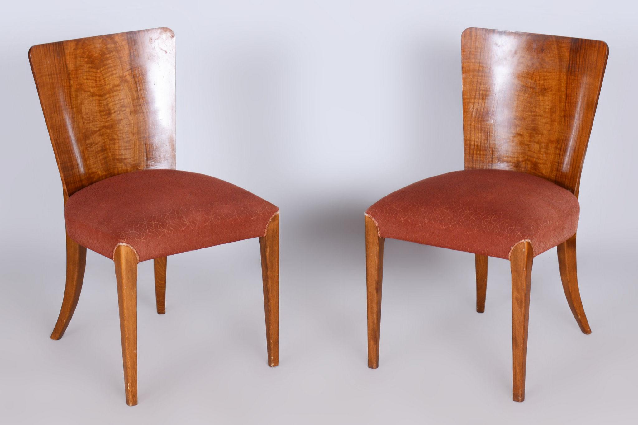 Set of Four Original ArtDeco Beech Chairs, Halabala, UP Zavody, Czechia, 1940s For Sale 1