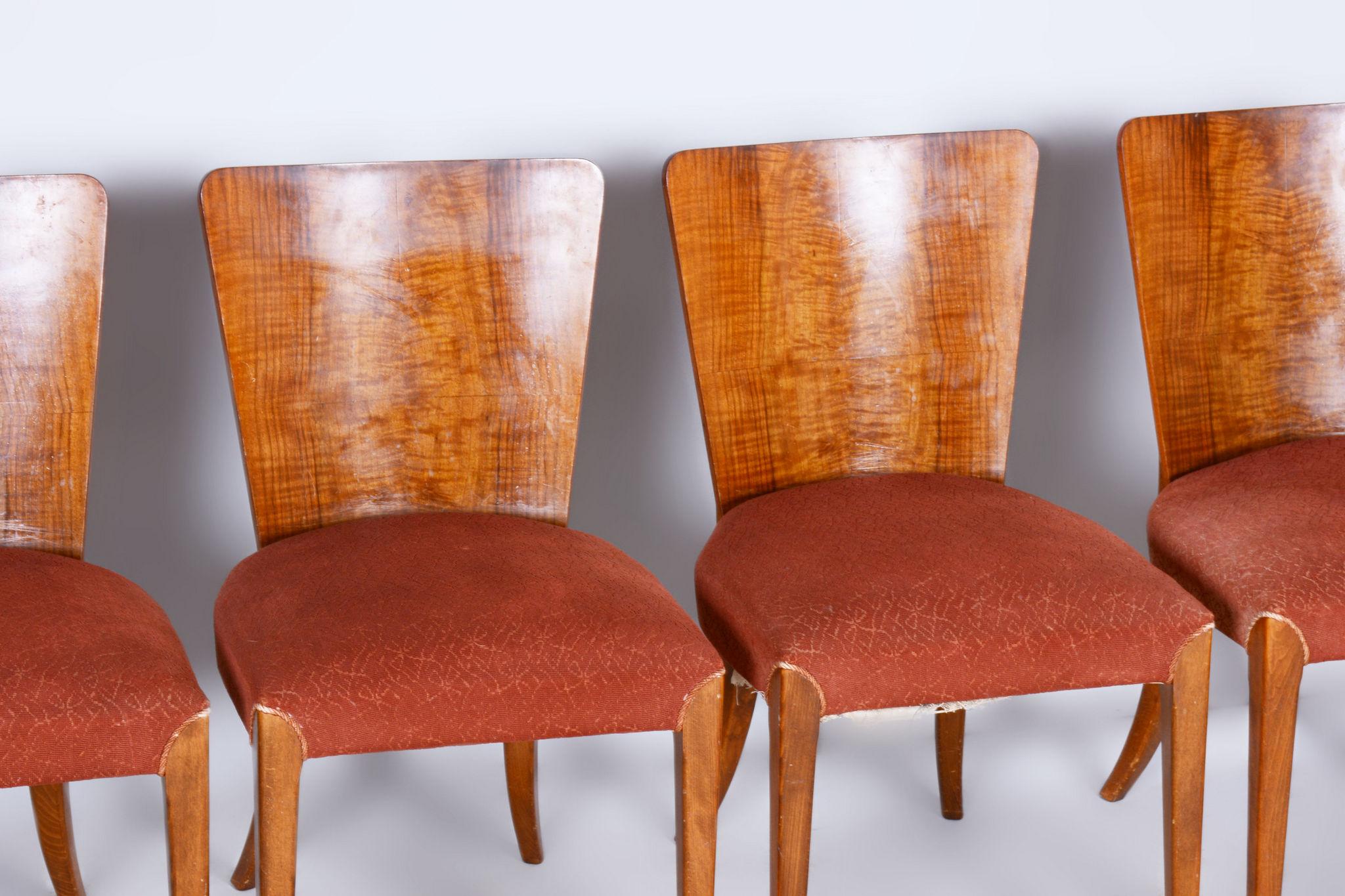 Set of Four Original ArtDeco Beech Chairs, Halabala, UP Zavody, Czechia, 1940s For Sale 3