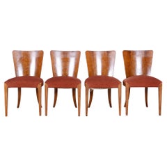 Vintage Set of Four Original ArtDeco Beech Chairs, Halabala, UP Zavody, Czechia, 1940s