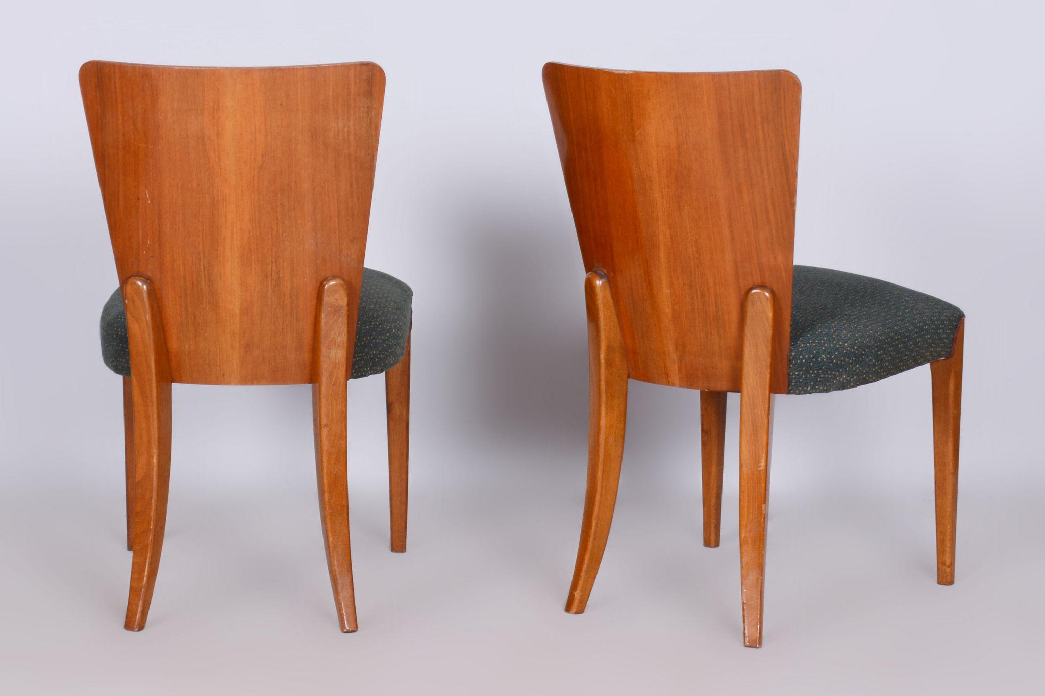 Set of Four Original ArtDeco Chairs, Halabala, UP Zavody, Beech, Czechia, 1940s In Good Condition For Sale In Horomerice, CZ