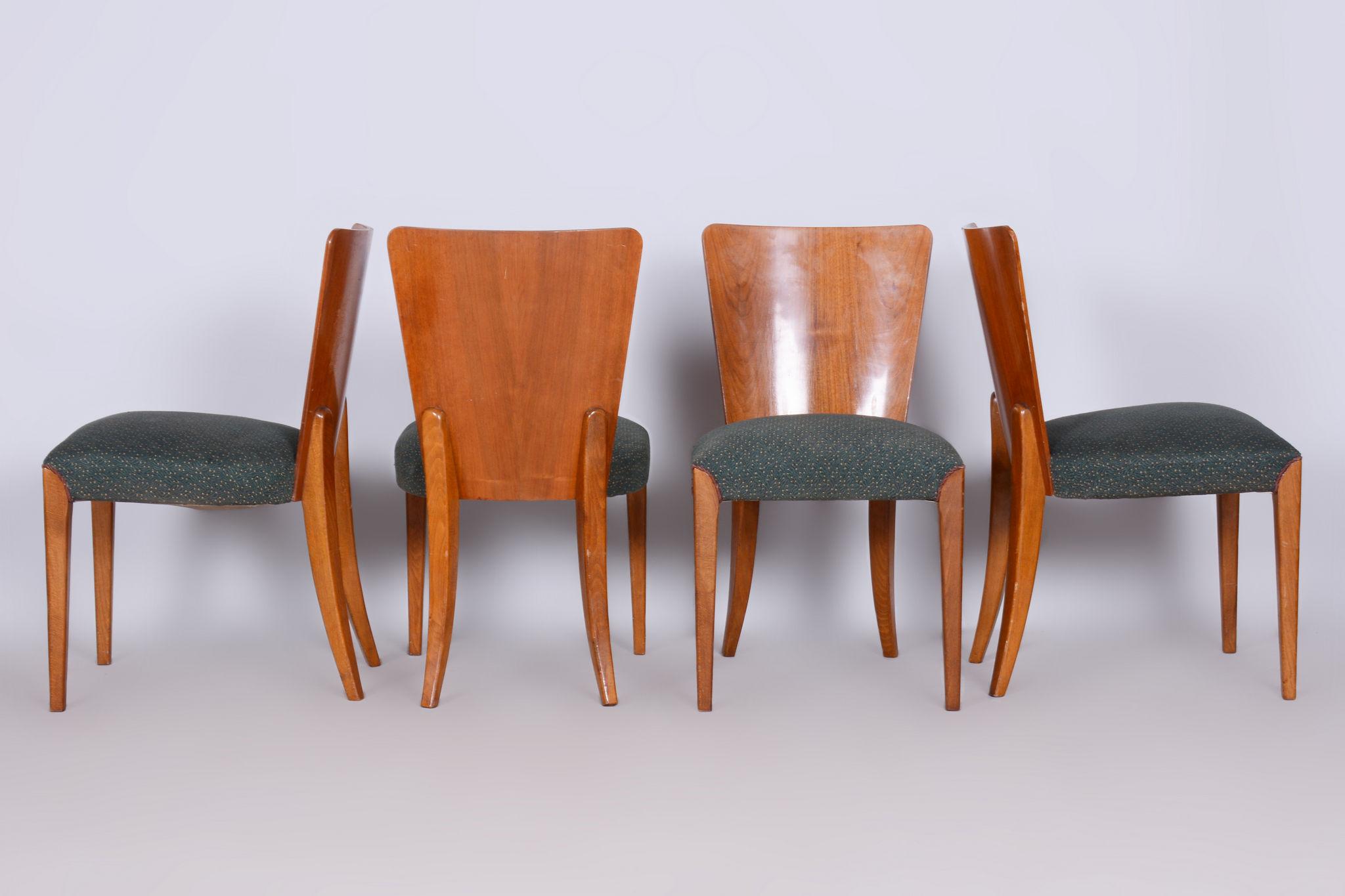 Set of Four Original ArtDeco Chairs, Halabala, UP Zavody, Beech, Czechia, 1940s For Sale 2